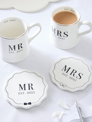 Black/White Mr and Mrs Est 2025 Wedding Mug and Coaster Set - Image 2 of 7