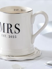Black/White Mr and Mrs Est 2025 Wedding Mug and Coaster Set - Image 3 of 7