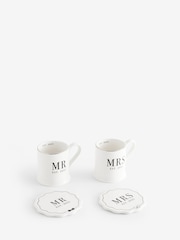Black/White Mr and Mrs Est 2025 Wedding Mug and Coaster Set - Image 5 of 7