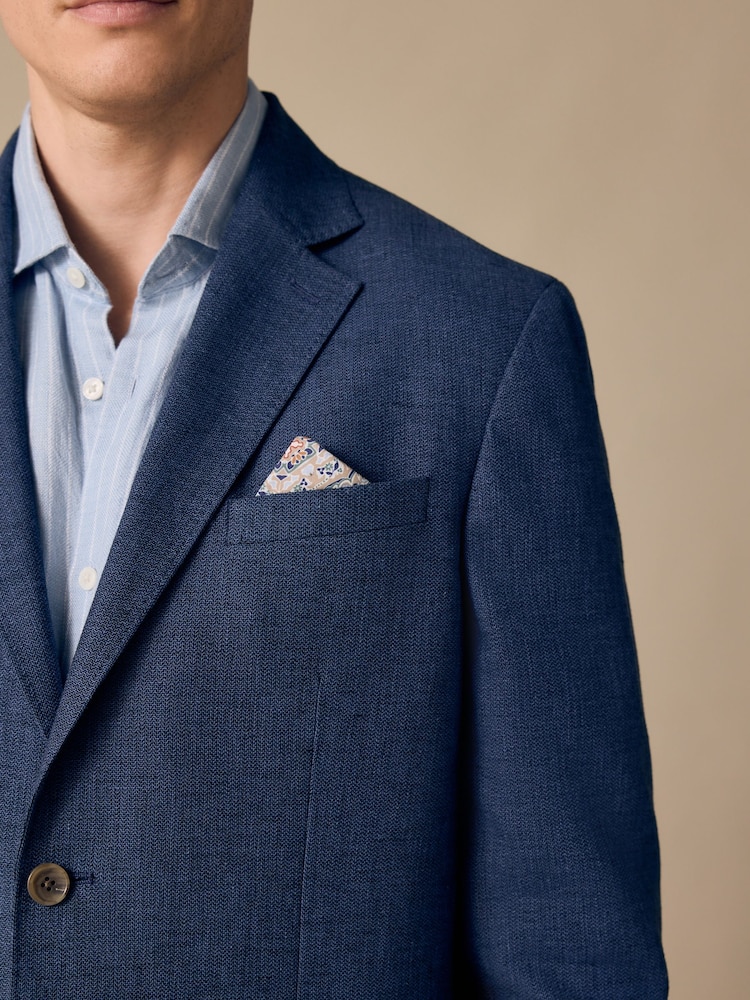 Bleu marine - Ajustement régulier - Blazer Blend en lin texturé - Image 4 of 7