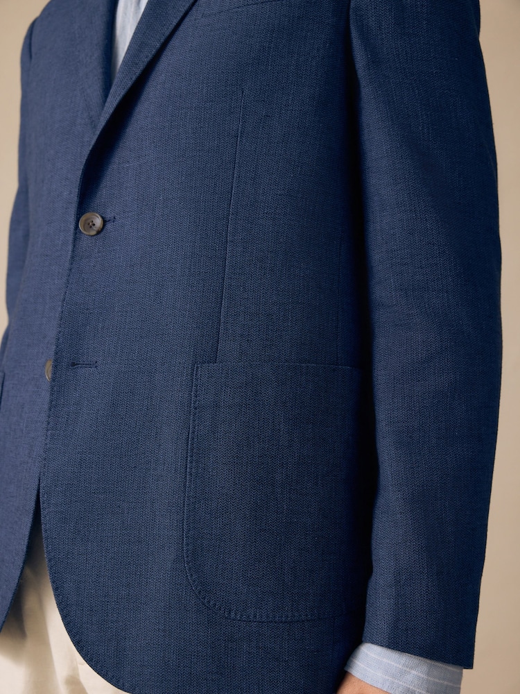 Bleu marine - Ajustement régulier - Blazer Blend en lin texturé - Image 6 of 7