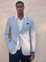 Blue Regular Fit Signature Textured Blazer - Image 1 of 5