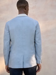 Blue Regular Fit Signature Textured Blazer - Image 2 of 5