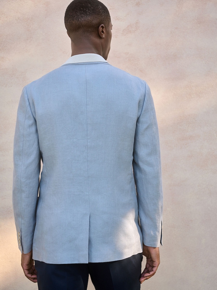 Blue Regular Fit Signature Textured Blazer - Image 2 of 5