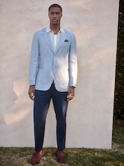 Blue Regular Fit Signature Textured Blazer - Image 3 of 5