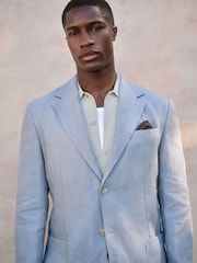 Blue Regular Fit Signature Textured Blazer - Image 4 of 5