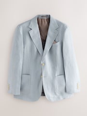 Azul - texturizado % com corte regular Signature 100 Linen Blazer - Imagem 6 de 10