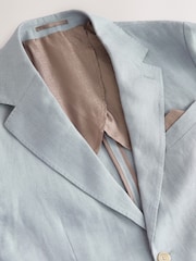 Azul - texturizado % com corte regular Signature 100 Linen Blazer - Imagem 7 de 10