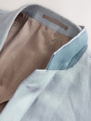Azul - texturizado % com corte regular Signature 100 Linen Blazer - Imagem 8 de 10