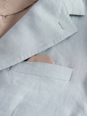 Azul - texturizado % com corte regular Signature 100 Linen Blazer - Imagem 9 de 10