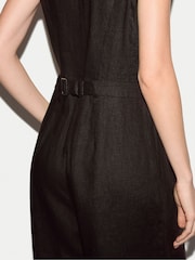Jigsaw Brown Linen Waistcoat Jumpsuit - Image 3 of 7