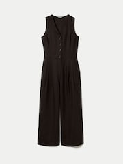 Jigsaw Brown Linen Waistcoat Jumpsuit - Image 7 of 7
