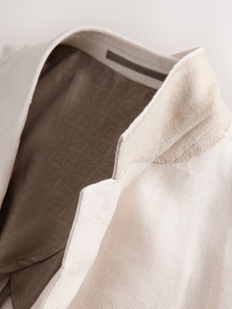Neutral Regular Fit Signature 100% Linen Textured Blazer - Image 10 of 10