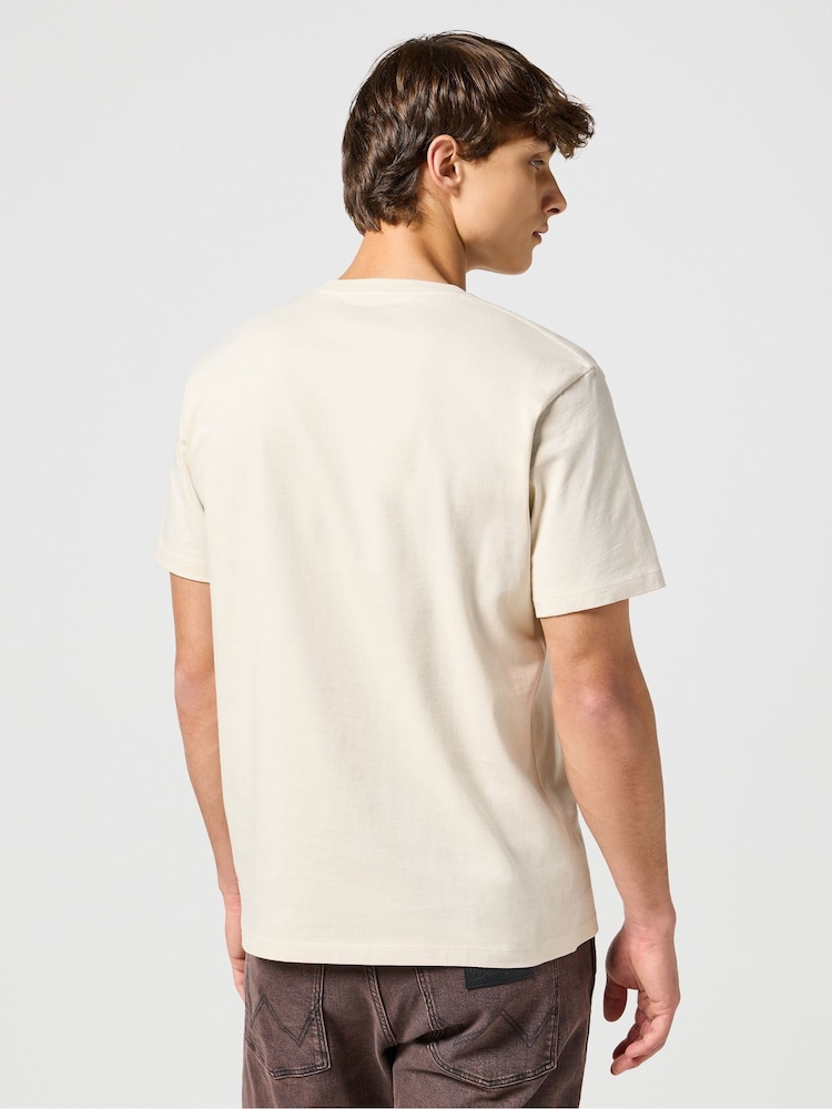 Wrangler Ecru White Graphic 100% Cotton T-Shirt - Image 2 of 6
