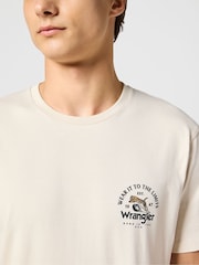 Wrangler Ecru White Graphic 100% Cotton T-Shirt - Image 3 of 6