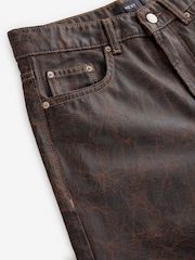 Braun - Denim-Jeans in Lederoptik mit geradem Bein aus 100% Baumwolle - Bild 7 von 7