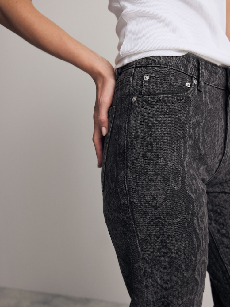 Negre efect șarpe - Croială dreaptă 100% Cotton Jeans - Image 4 of 8