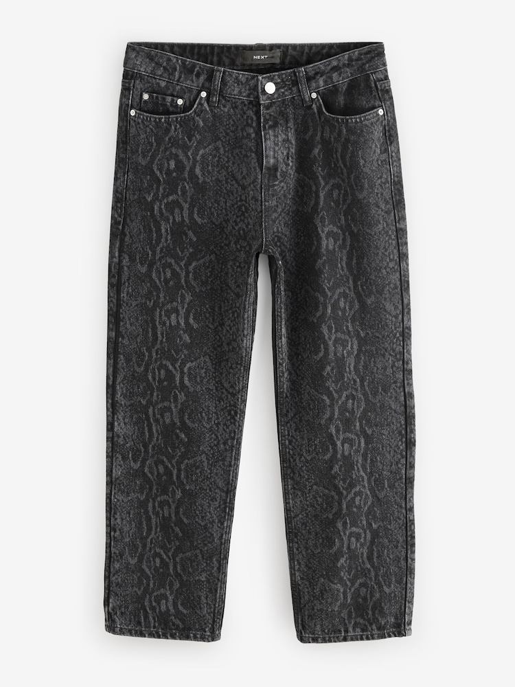Negre efect șarpe - Croială dreaptă 100% Cotton Jeans - Image 5 of 8