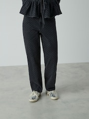 Black Polkadot 100% Cotton Straight Leg Jeans - Image 2 of 7