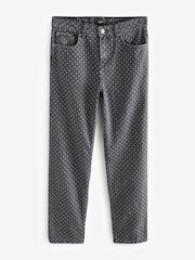 Black Polkadot 100% Cotton Straight Leg Jeans - Image 5 of 7