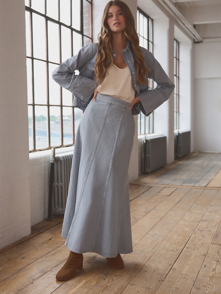 Grau - Seam Front Maxi Skirt - Bild 1 von 7