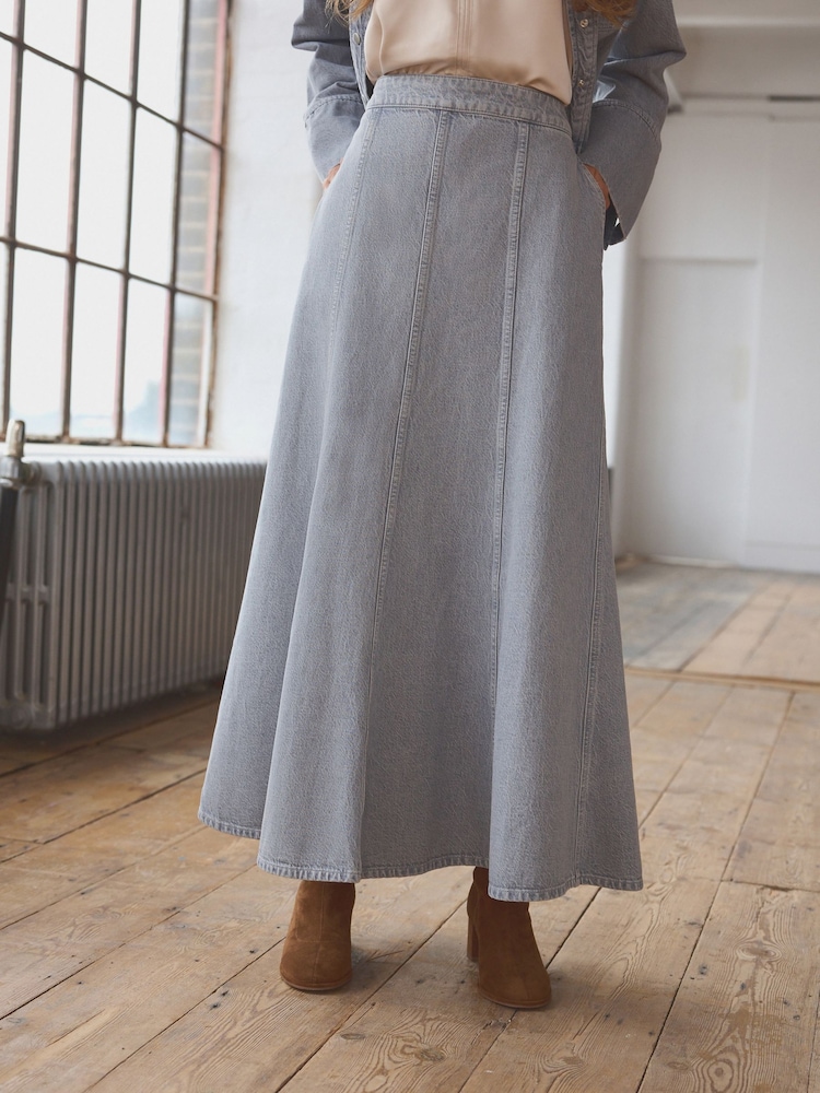 Grau - Seam Front Maxi Skirt - Bild 2 von 7