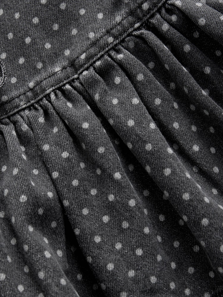 Black Polkadot 100% Cotton Tie Front Smock Blouse - Image 7 of 7