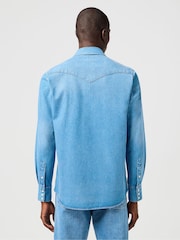Wrangler Blue Denim Western Long Sleeved Shirt - Image 3 of 8