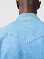 Wrangler Blue Denim Western Long Sleeved Shirt - Image 4 of 8
