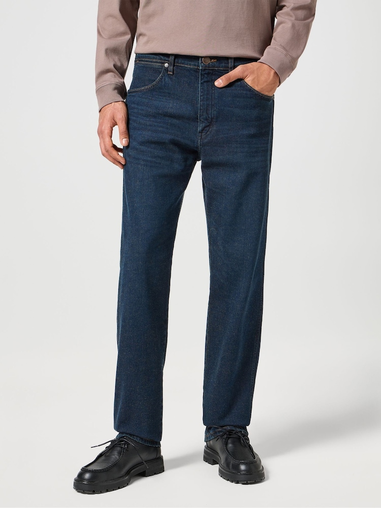 Wrangler Blue Black Denim Straight Fit Frontier Jeans - Image 1 of 6