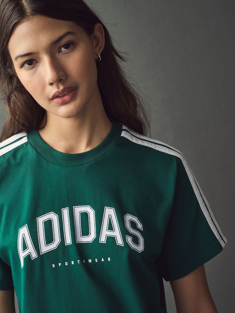 adidas Green Lounge Soft Side Collegiate Graphic T-Shirt - Image 3 of 4