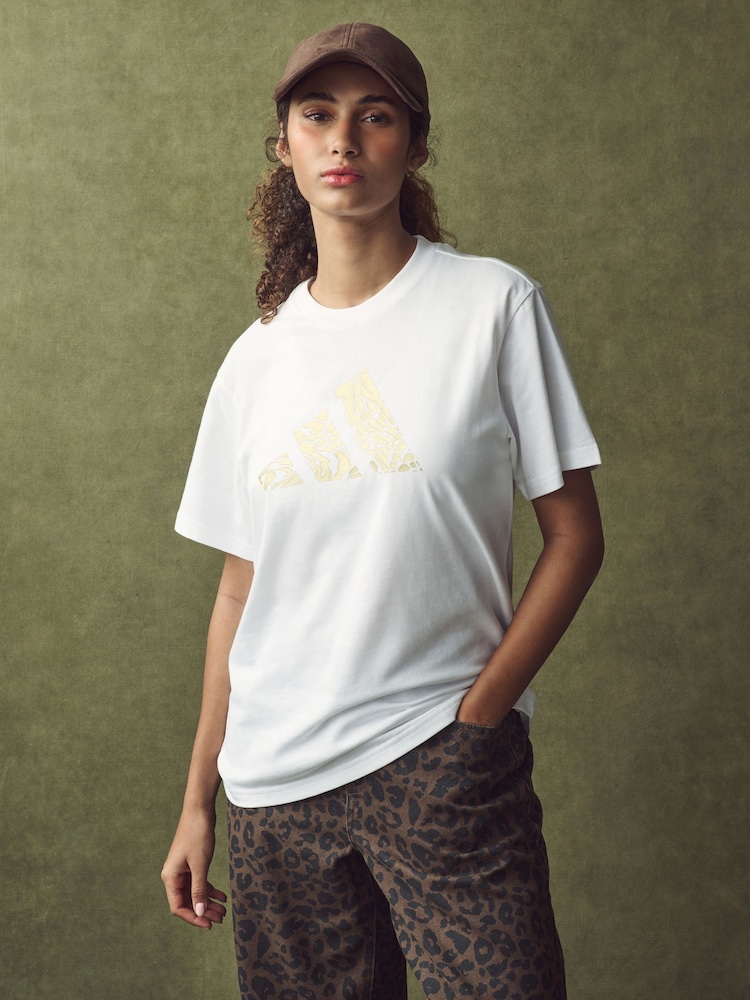 adidas White Tech Metallic Graphic 100% Cotton T-Shirt - Image 1 of 4