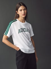 adidas White Lounge Soft Side Collegiate Graphic T-Shirt - Image 1 of 5