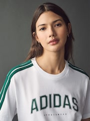 adidas White Lounge Soft Side Collegiate Graphic T-Shirt - Image 4 of 5