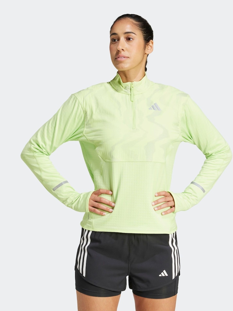 adidas Green Ultra Hi Running Half-Zip Top - Image 1 of 6