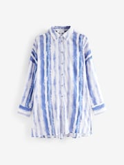 Blue Tie Dye Beach Shirt Cover-Up - Image 7 of 9