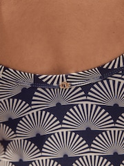 Navy/White Fan Print Shaping Tummy Control Swimsuit - Image 6 of 9