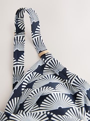 Navy/White Fan Print Shaping Tummy Control Swimsuit - Image 8 of 9