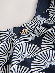 Navy/White Fan Print Shaping Tummy Control Swimsuit - Image 9 of 9