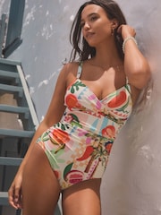 Bright Fruit/Tropical Print Shaping Tummy Control Swimsuit - Image 2 of 8
