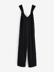 Czarny - Jersey Wide Leg V-Neck Jumpsuit - Image 6 of 8