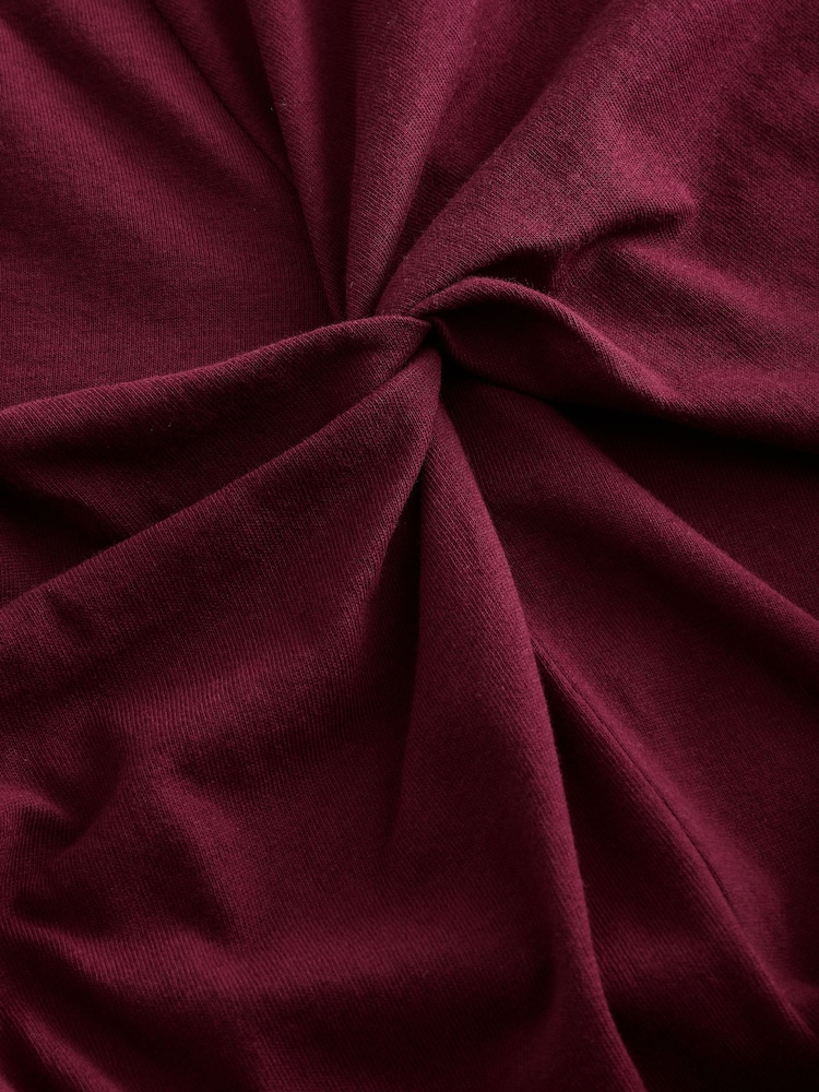 Plum Purple 100% Cotton Twist Short Sleeved T-Shirt Summer Dress - Image 3 of 3