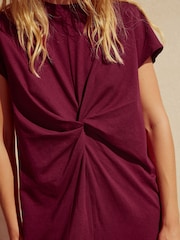 Plum Purple Twist Short Sleeved T-Shirt Summer Dress - Image 6 of 9