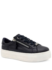 Jones Bootmaker Blue Amaliadawide Wide Fit Leather Platform Trainers - Image 2 of 6
