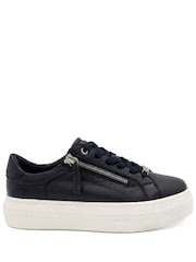 Jones Bootmaker Blue Amaliadawide Wide Fit Leather Platform Trainers - Image 4 of 6