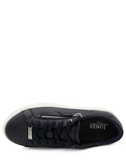Jones Bootmaker Blue Amaliadawide Wide Fit Leather Platform Trainers - Image 5 of 6