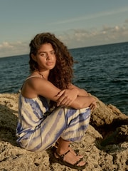 Blue Tie Dye Midi Slip Summer Dress - Image 4 of 11