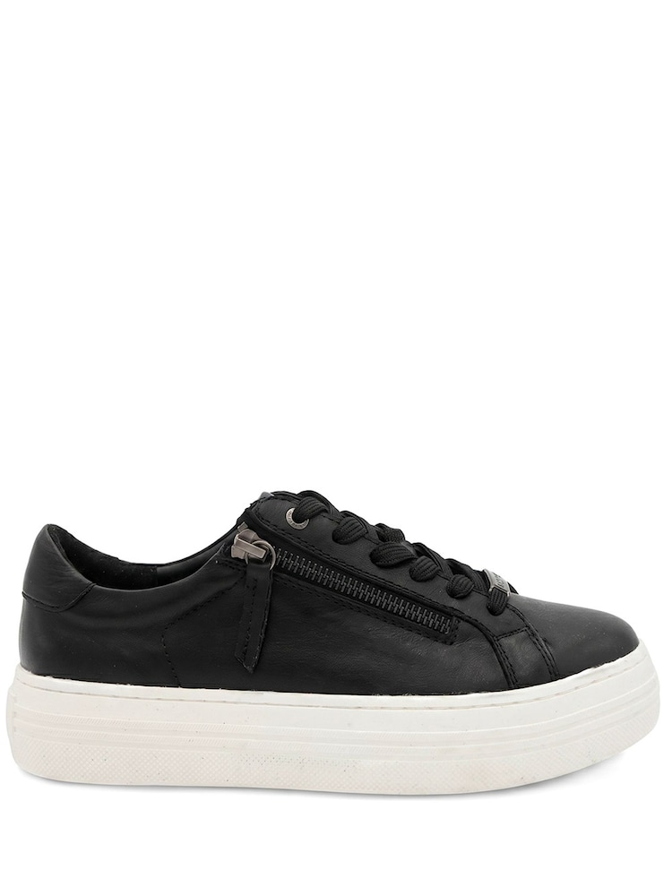 Jones Bootmaker Black Amaliadawide Wide Fit Leather Platform Trainers - Image 2 of 6 Jones Bootmaker Black Amaliadawide Wide Fit Leather Platform Trainers - Image 2 of 6