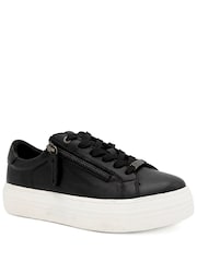 Jones Bootmaker Black Amaliadawide Wide Fit Leather Platform Trainers - Image 3 of 6