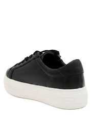 Jones Bootmaker Black Amaliadawide Wide Fit Leather Platform Trainers - Image 4 of 6